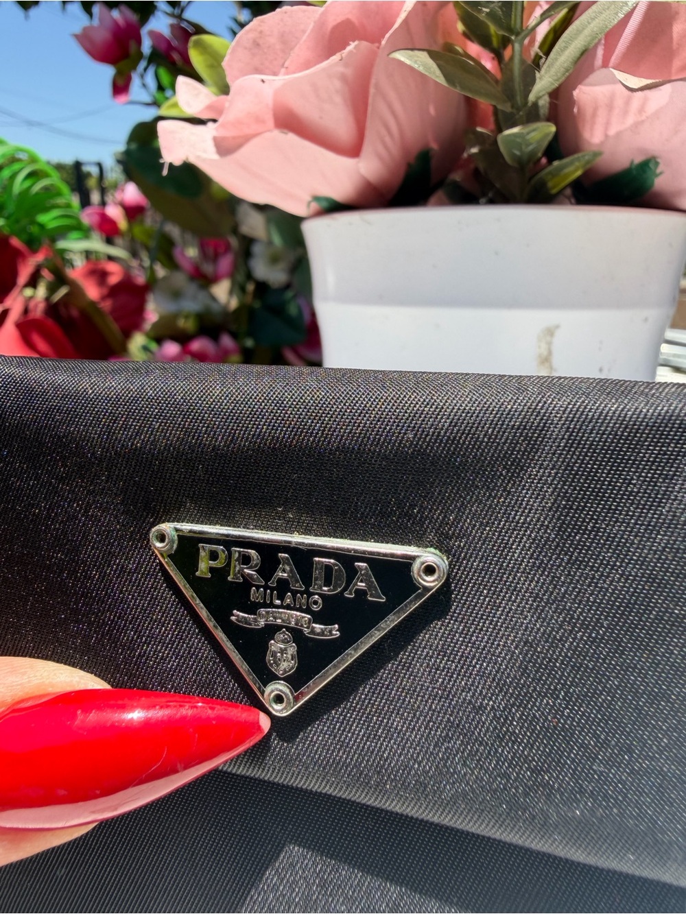 Prada Black Nylon Triangle-Logo Compact Wallet - Picture 4 of 4